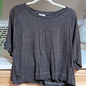 Ella Moss XL CROPPED TEE; black/white striped